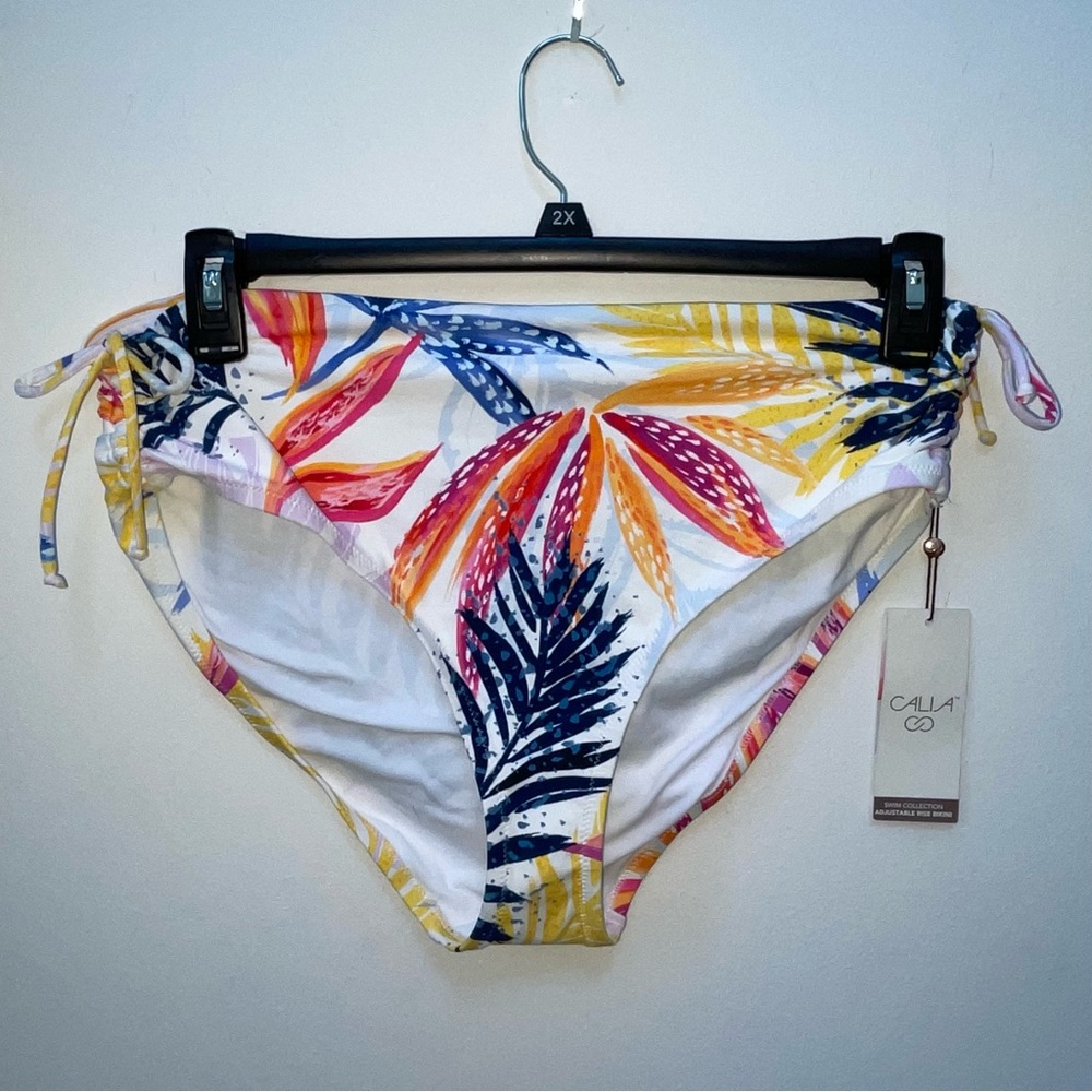 NEW WITH TAG CALIA SIZE L COLORFUL
LEAF PRINT ADJUSTABLE RISE BIKINI BOTTOM